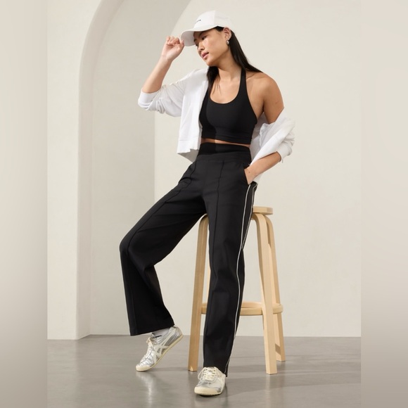 NWT-Athleta Black/White Venice Track Stripe Wide Leg Pant, XX Small Petite - Picture 2 of 9